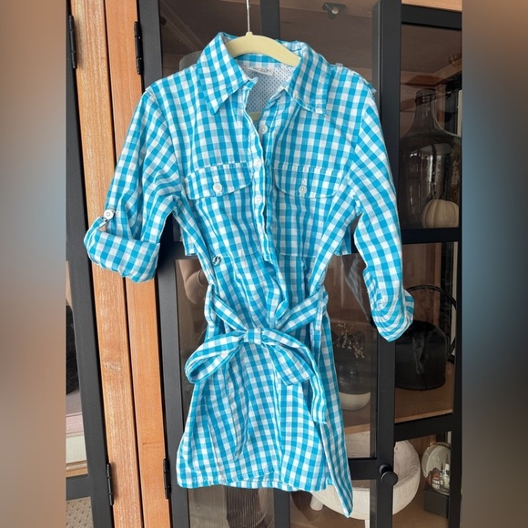 Prodoh Other - Prodoh button down shirt dress long sleeve gingham embroidered logo toddler girl